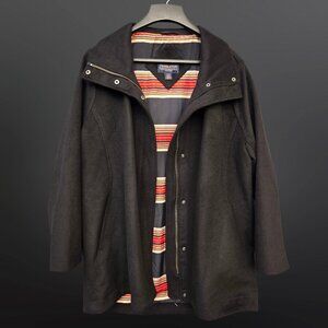 Vintage Pendleton Black Coat Womens XL Wool Blend Mid Length Water Resistant